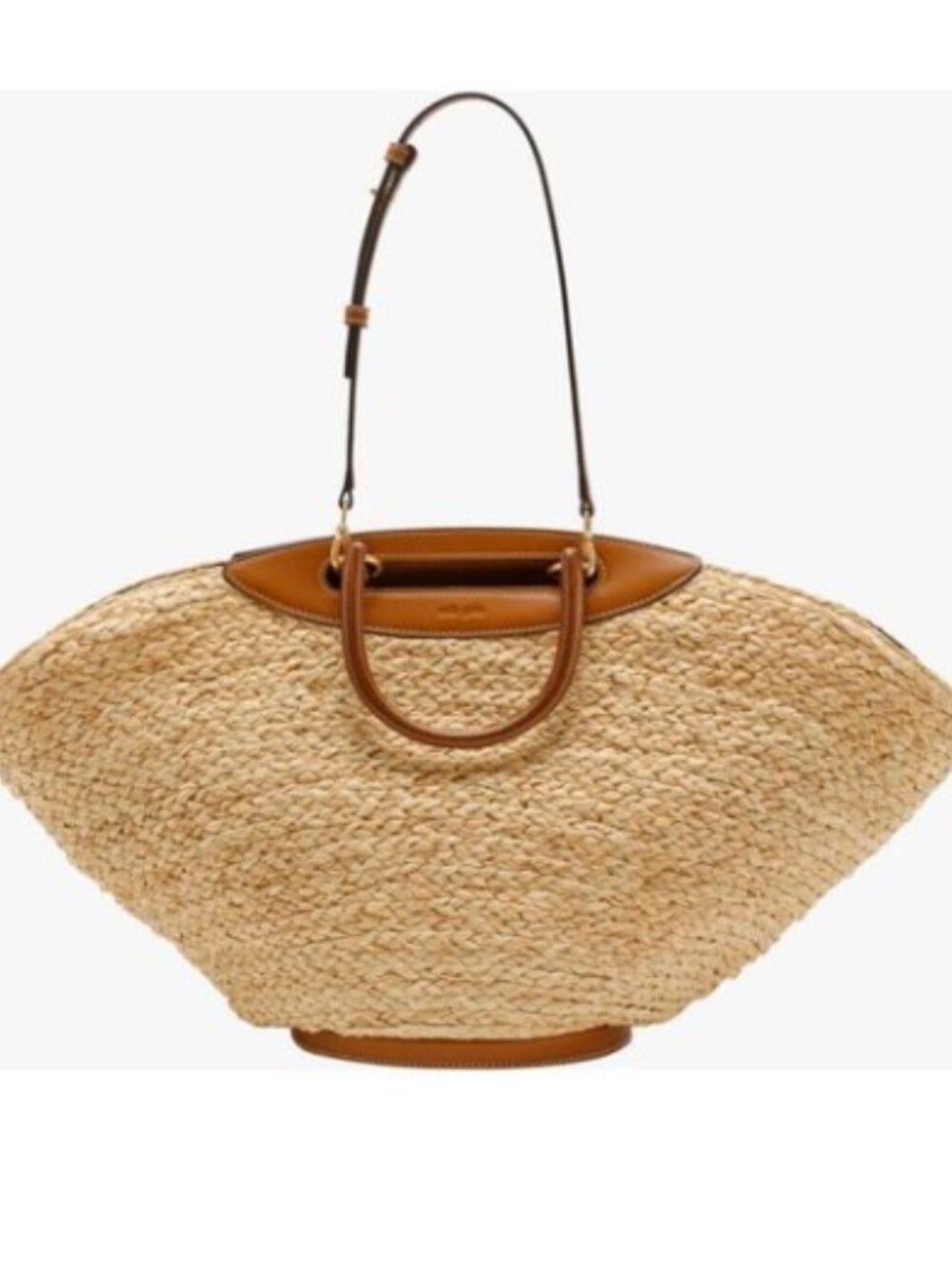 Oversized Woven Raffia Tote Bag with Leather Trim & Shoulder Strap - CULT GAIA - Picture 2 of 10